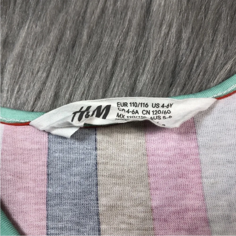 H&M Girls 4-6 Years Rainbow Multicolored Striped Tank Dress